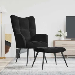 Relaxstoel met kruk fluweel>vidaXL New