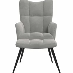 Stoelen*vidaXL Relaxstoel met voetenbank fluweel Lichtgrijs