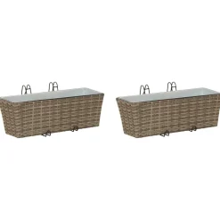 Tuin & Gazon*vidaXL Reling 2 pcs 50 x 17 x 17 cm Metaal Grijs