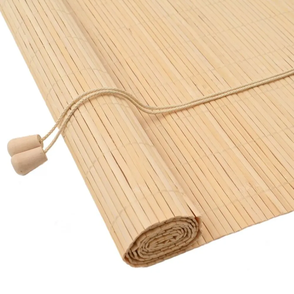 Rolgordijn met gordijnen Natuur 60 x 160 cm Bamboe>vidaXL Sale