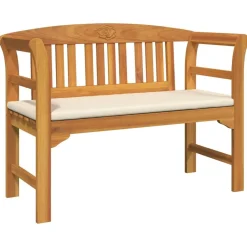 Tuinmeubelen*vidaXL Rozenbank Crème Wit 114 x 46 x 82,5 cm Massief Acaciahout Cr&egrave;mewit