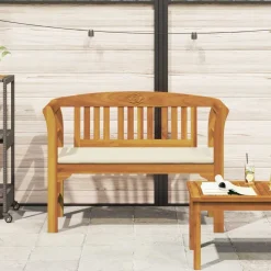 Tuinmeubelen*vidaXL Rozenbank Crème Wit 114 x 46 x 82,5 cm Massief Acaciahout Cr&egrave;mewit