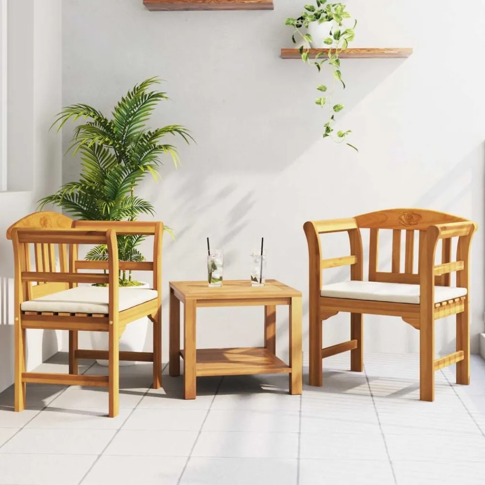 Tuinmeubelen*vidaXL Rozenbank Natuurlijk 68,5 x 46 x 82,5 cm Massief Acaciahout Crèmewit