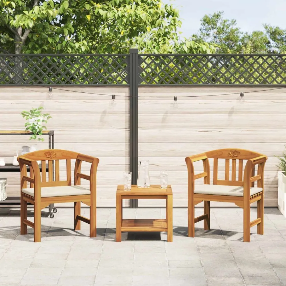 Tuinmeubelen*vidaXL Rozenbank Natuurlijk 68,5 x 46 x 82,5 cm Massief Acaciahout Crèmewit