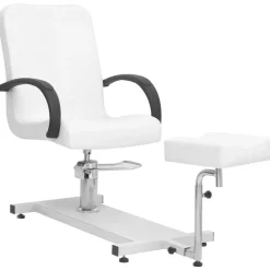 Uiterlijk & Gezondheid*vidaXL Salonstoel met voetenbankje 127x60x98 cm kunstleer wit