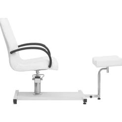 Uiterlijk & Gezondheid*vidaXL Salonstoel met voetenbankje 127x60x98 cm kunstleer wit