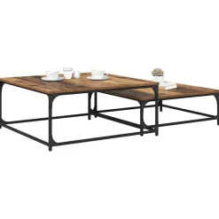 Tafels*vidaXL Salontafel 2 pcs Bewerkt hout Oud hout