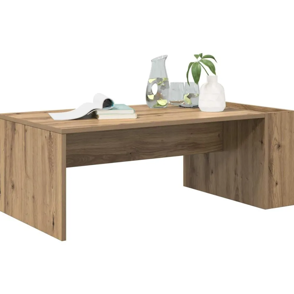 Tafels*vidaXL Salontafel Artisan Eiken 95 x 50 x 34 cm Bewerkt hout artisanaal eikenkleurig