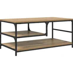 Tafels*vidaXL Salontafel Artisan Eiken 90 x 49 x 40 cm Bewerkt hout artisanaal eikenkleurig