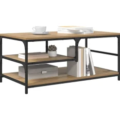 Tafels*vidaXL Salontafel Artisan Eiken 90 x 49 x 40 cm Bewerkt hout artisanaal eikenkleurig