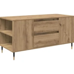 Tafels*vidaXL Salontafel Artisan Eiken 102 x 44,5 x 50 cm Bewerkt hout artisanaal eikenkleurig
