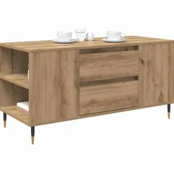 Tafels*vidaXL Salontafel Artisan Eiken 102 x 44,5 x 50 cm Bewerkt hout artisanaal eikenkleurig