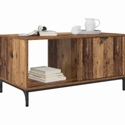 Salontafel met lade Oudhout 90 x 49 x 46 cm Bewerkt hout><noscript><img width=