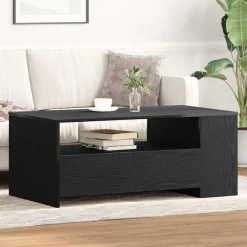 Tafels*vidaXL Salontafel met lade 102 x 55 x 43,5 cm Bewerkt hout Zwart eiken