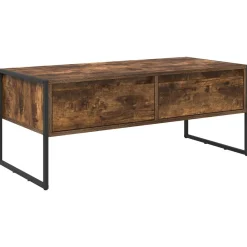 Salontafel met lade Rook Eik 100 x 46 x 40 cm Bewerkt hout>vidaXL Sale