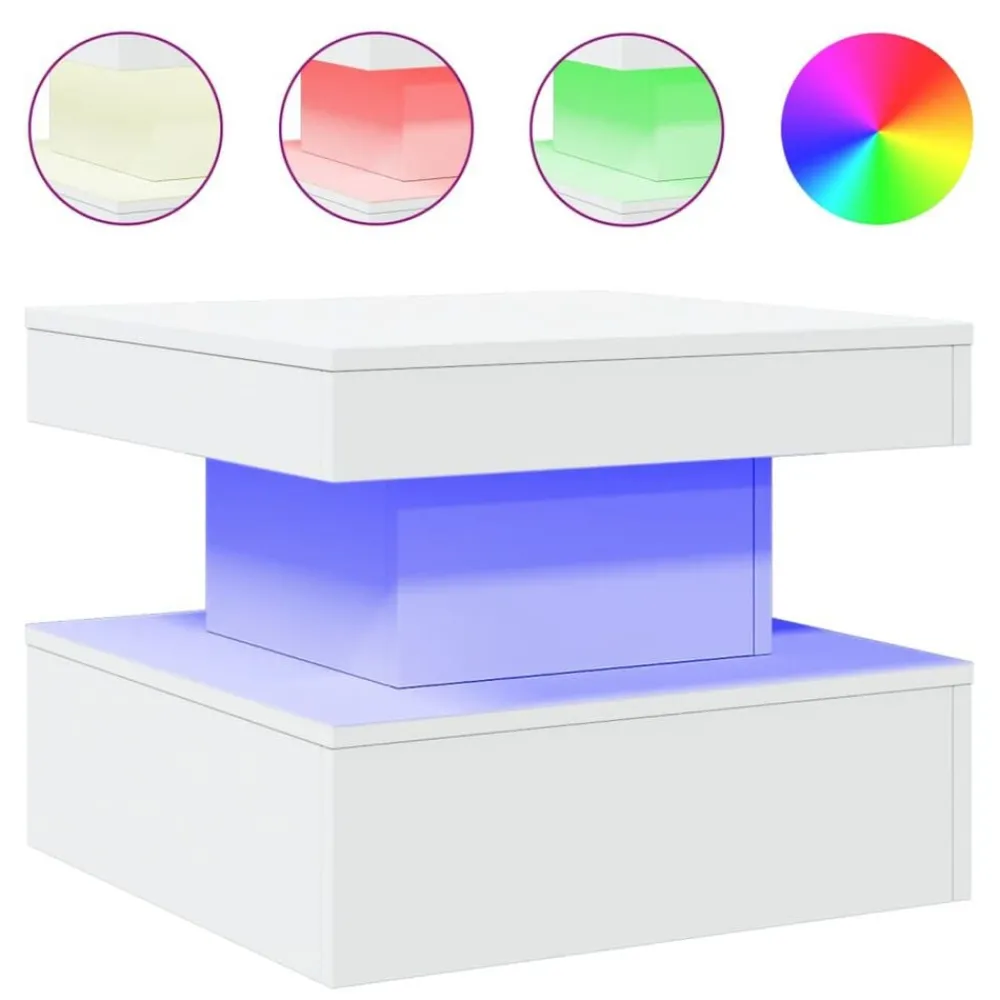 Salontafel met LED-verlichting 50x50x40 cm>vidaXL New