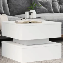 Tafels*vidaXL Salontafel met LED-verlichting 50x50x40 cm Wit