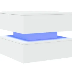 Tafels*vidaXL Salontafel met LED-verlichting 50x50x40 cm Wit