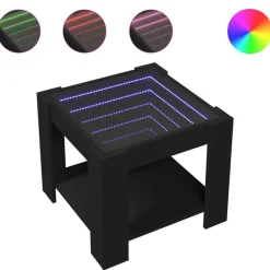Tafels*vidaXL Salontafel met LED 53x53x45 cm bewerkt hout Zwart
