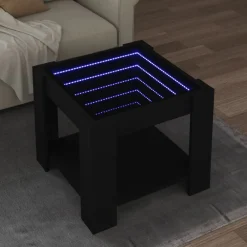 Tafels*vidaXL Salontafel met LED 53x53x45 cm bewerkt hout Zwart