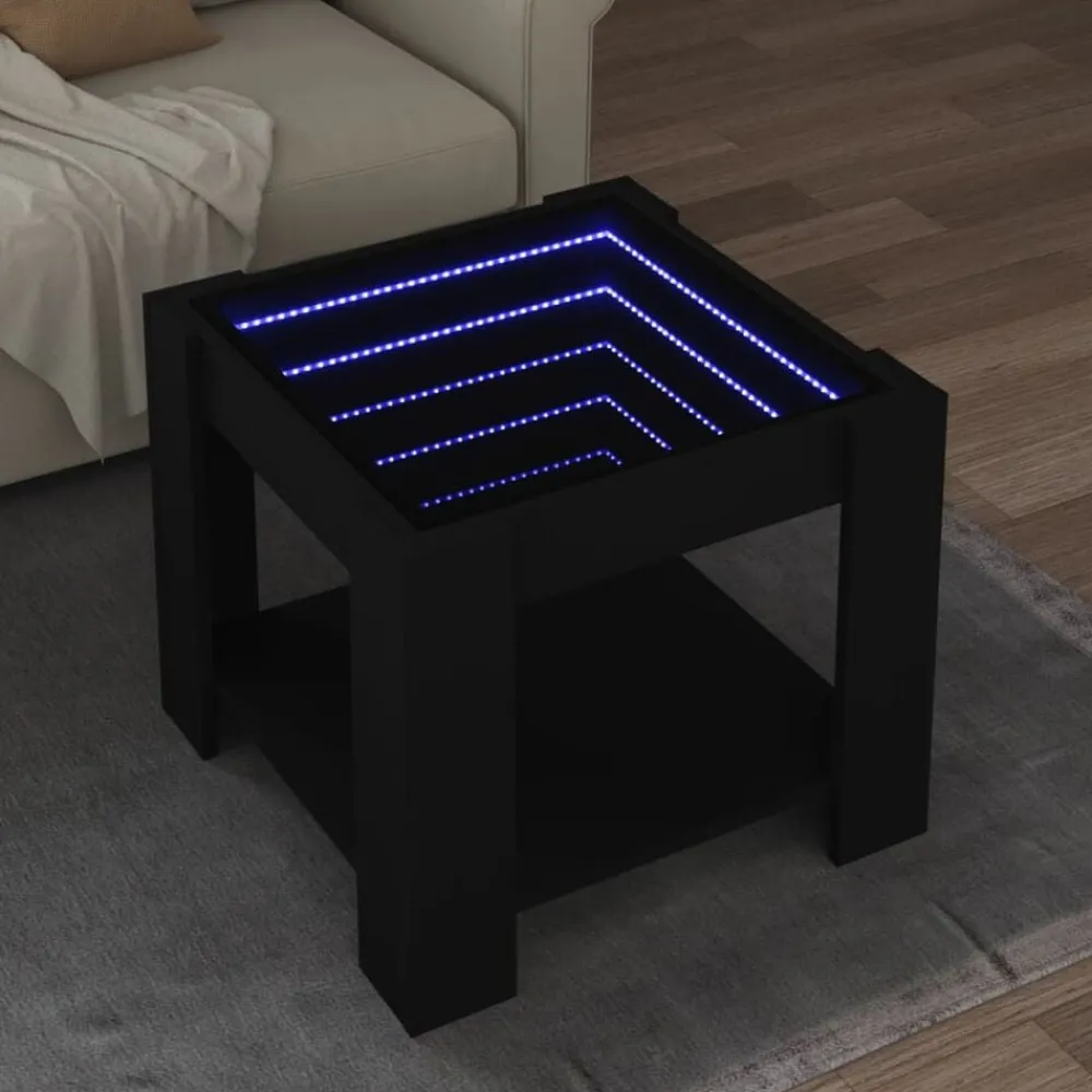 Tafels*vidaXL Salontafel met LED 53x53x45 cm bewerkt hout Zwart