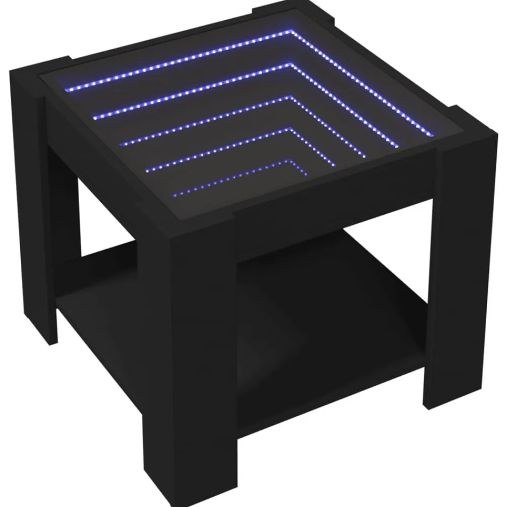 Tafels*vidaXL Salontafel met LED 53x53x45 cm bewerkt hout Zwart