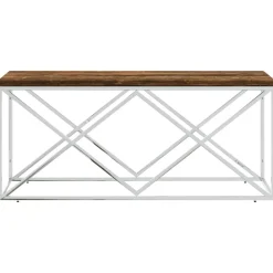 Tafels*vidaXL Salontafel roestvrij staal en massief hergebruikt hout Zilver