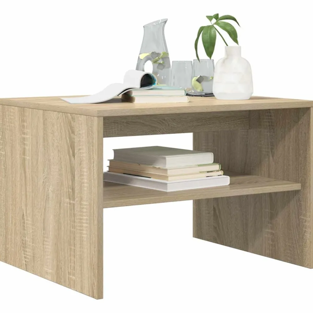 Tafels*vidaXL Salontafel 60 x 50 x 40 cm Bewerkt hout Sonoma eiken