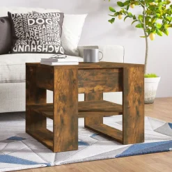 Salontafel 55,5x55x45 cm bewerkt hout kleurig>vidaXL Outlet