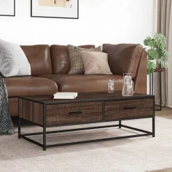 Salontafel 100x50x35 cm bewerkt hout en metaal><noscript><img width=