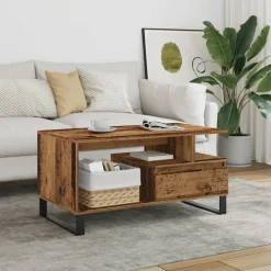 Tafels*vidaXL Salontafel 90x49x45 cm bewerkt hout kleurig Oud hout