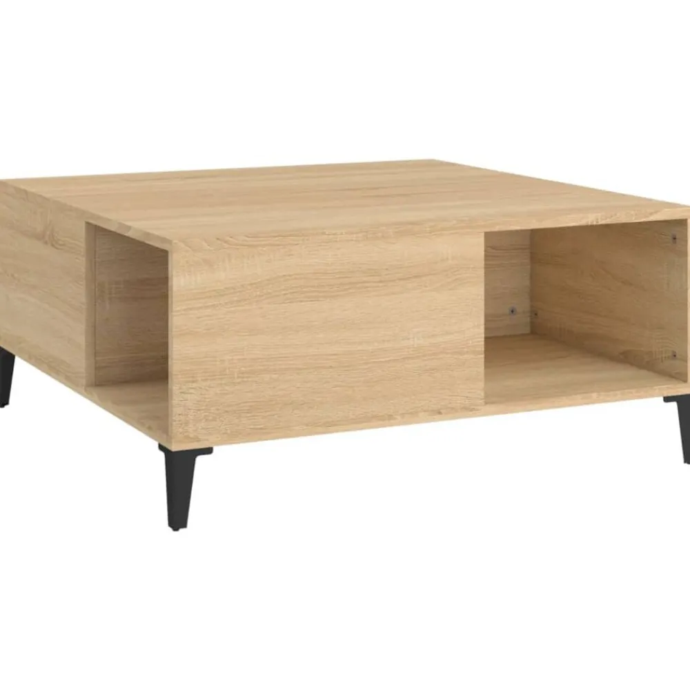 Tafels*vidaXL Salontafel 80x80x36,5 cm bewerkt hout kleurig Sonoma eiken