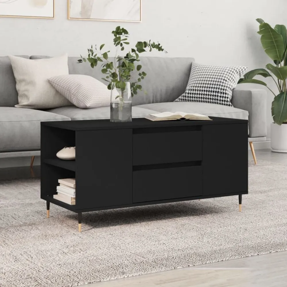 Tafels*vidaXL Salontafel 102x44,5x50 cm bewerkt hout Zwart