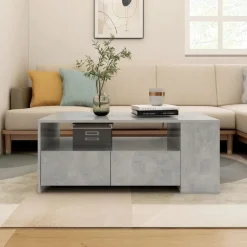 Tafels*vidaXL Salontafel 102x55x42 cm bewerkt hout Betongrijs