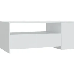 Tafels*vidaXL Salontafel 102x55x42 cm bewerkt hout zwart Wit