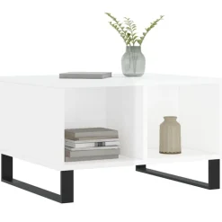 Tafels*vidaXL Salontafel 60x50x36,5 cm bewerkt hout Hoogglans wit