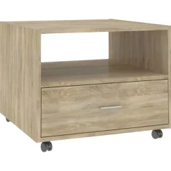 Tafels*vidaXL Salontafel 55x55x40 cm bewerkt hout kleurig Sonoma eiken