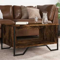 Tafels*vidaXL Salontafel 75x51x40 cm bewerkt hout kleurig Gerookt eiken