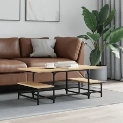 Tafels*vidaXL Salontafel 100x50,5x40 cm bewerkt hout kleurig Sonoma eiken