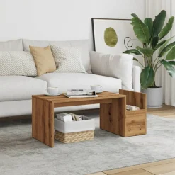 Salontafel 90x45x35 cm bewerkt hout artisan eikenkleurig>vidaXL Online