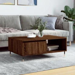 Tafels*vidaXL Salontafel 90x60x35 cm bewerkt hout bruin eikenkleur