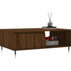 Tafels*vidaXL Salontafel 90x60x35 cm bewerkt hout bruin eikenkleur