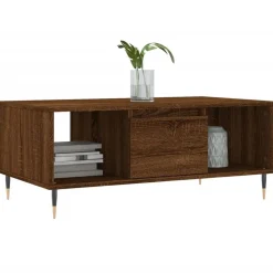 Tafels*vidaXL Salontafel 90x50x36,5 cm bewerkt hout bruin eikenkleur