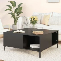 Tafels*vidaXL Salontafel 80x80x36,5 cm bewerkt hout Zwart
