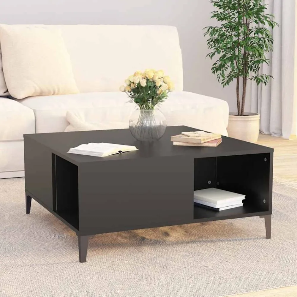Tafels*vidaXL Salontafel 80x80x36,5 cm bewerkt hout Zwart