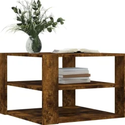 Tafels*vidaXL Salontafel 58x58x40 cm bewerkt hout kleurig Gerookt eiken