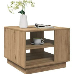 Tafels*vidaXL Salontafel 55x55x42 cm bewerkt hout artisanaal eikenkleurig