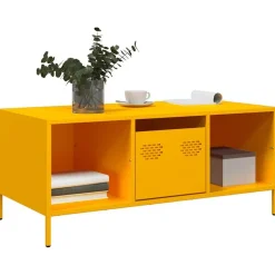 Tafels*vidaXL Salontafel 101,5x50x43,5 cm koudgewalst staal mosterd Geel