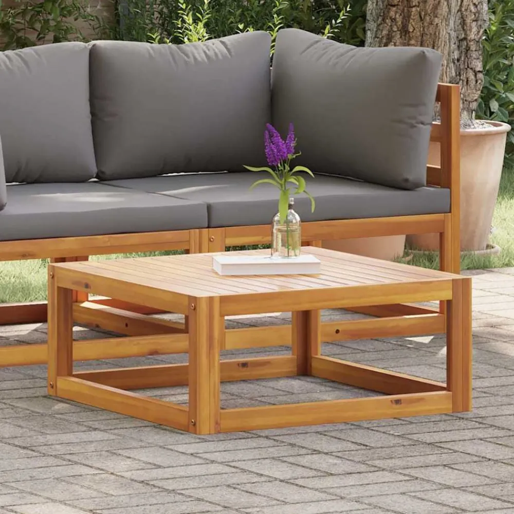 Tuinmeubelen*vidaXL Salontafel 68x68x29 cm massief acaciahout Crème