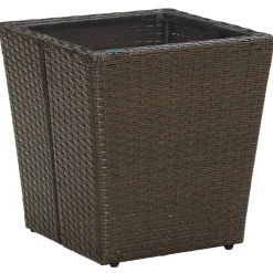 Salontafel 41,5x41,5x44 cm poly rattan en gehard glas>vidaXL Hot